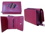 Mini leather wallet with awayo - burgundy