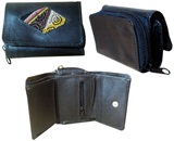 Mini leather wallet with awayo - black