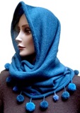 Hat  tube  model - blue with pompons