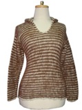 Striped Sweater (light brown)- rustic with hood