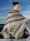 Ruana with andean motifs - light brown