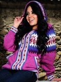 Sweater with zipper and hood - pink