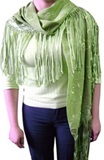 Shawl  Green spring  - embroidered with macram