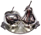 'Pear and apple'' shakers with tray