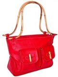 Llama leather purse   Bamboo   - Red