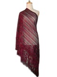 Silk shawl with Macram - Burgundy