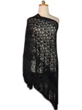 Silk shawl with Macram - Black