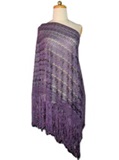 Silk shawl with Macram - Purple