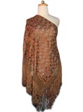 Silk shawl with Macram - Brown