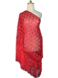 Silk shawl with Macram - Red