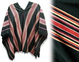 Black poncho - multicoloured stripes